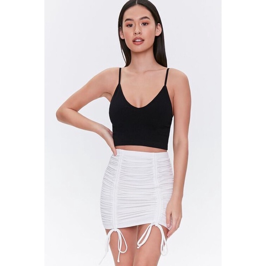 Chân váy thun gân F21 Ruched Drawstring Mini Skirt VNXK
