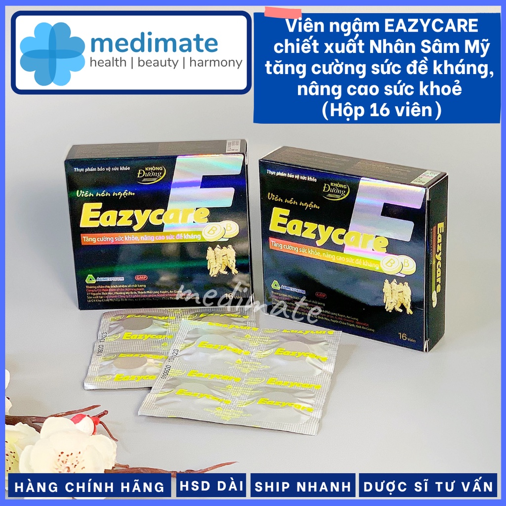 Kẹo sâm EAZYCARE với chiết xuất Nhân Sâm Mỹ giúp tăng cường sức đề kháng, nâng cao thể trạng (Hộp 16 viên)