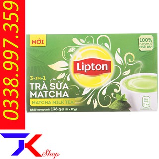 Trà sữa matcha Lipton 3 trong 1 hộp 136g 8 túi x 17g