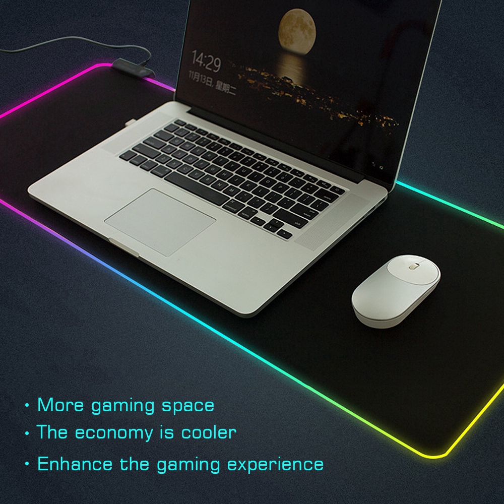 Thảm lót bàn phím và di chuột RGB có đèn LED cỡ lớn dành cho người chơi game máy tính bàn PC / Laptop