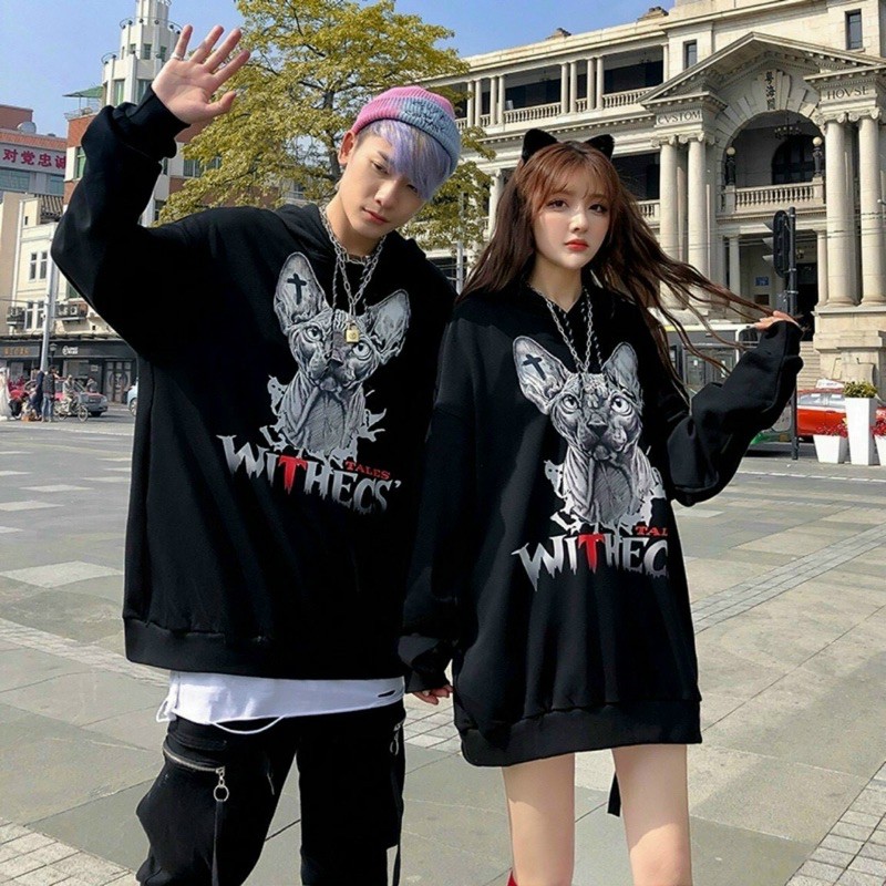 [Mã FAGREEN1505 giảm 10% tối đa 30K đơn 99K] Áo Hoodie Mèo WITHECS Siêu Chất Cá Tính - Form rộng Unisex Nam Nữ Couple | BigBuy360 - bigbuy360.vn