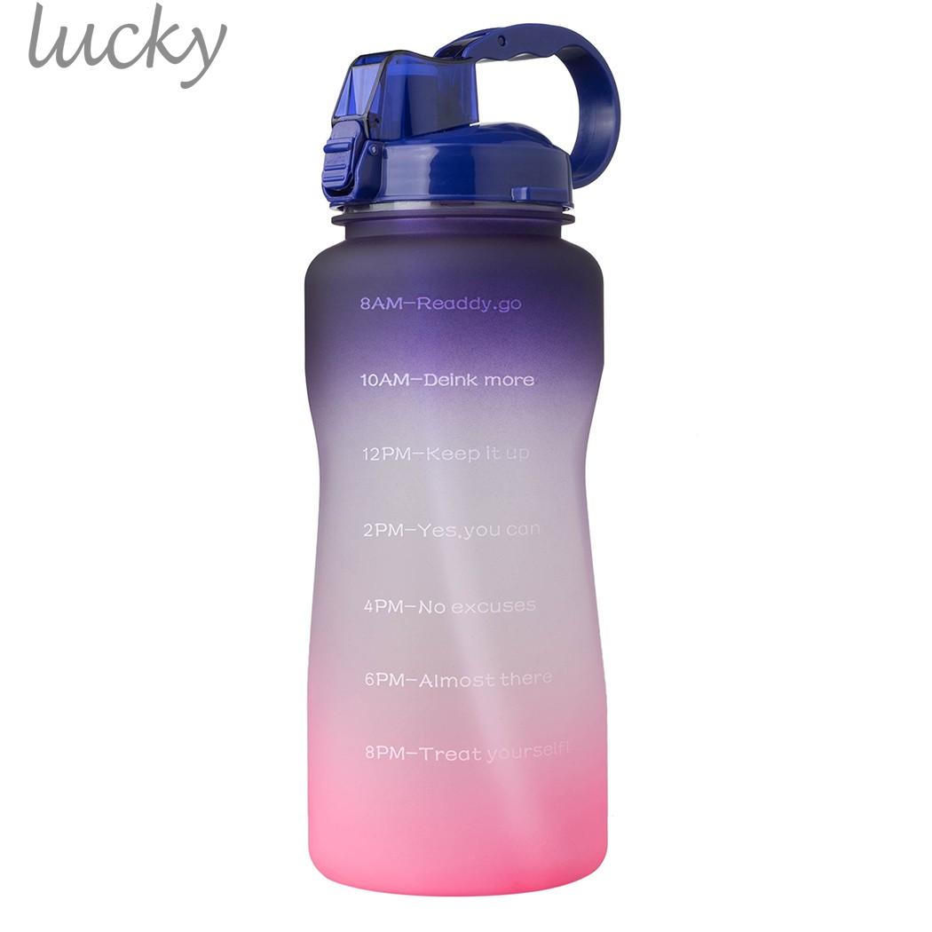 【LUCKY】Water Bottle Flip-top Motivational Time Stamp Outdoor Straw-leak-proof