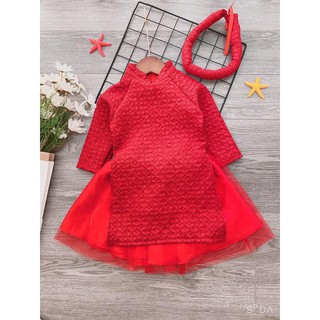 xả kho - Áo dài gấm xốp cho bé gái