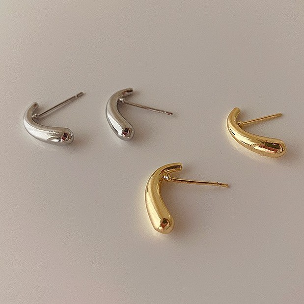 Bông Tai Kim Loại Hình Giọt Nước Đơn Giản Phong Cách retro Hàn Quốc Dễ Phối Đồ Cá Tính Dành Cho Nữ