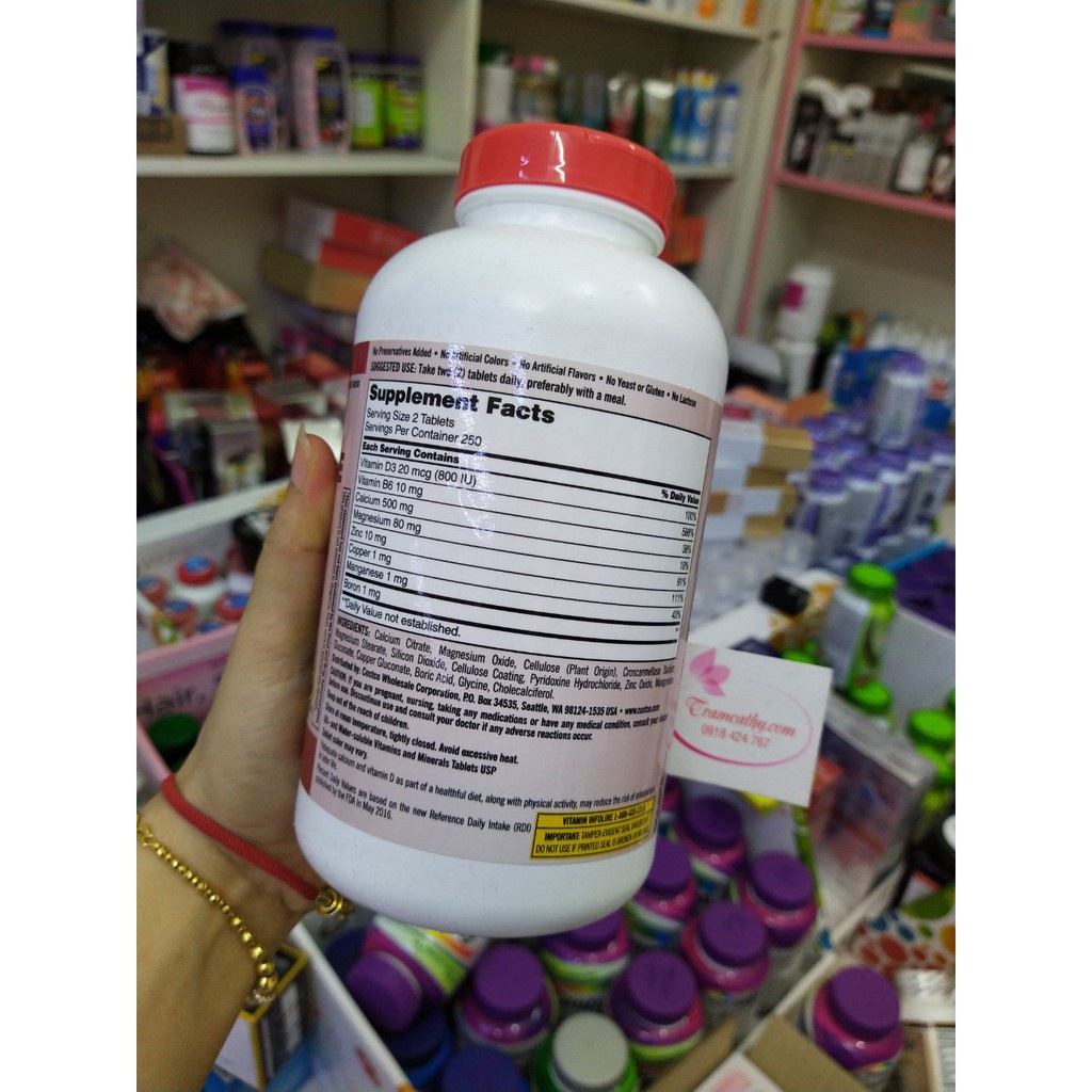 Calcium citrate zinc kirkland canxi zinc500 viên mỹ