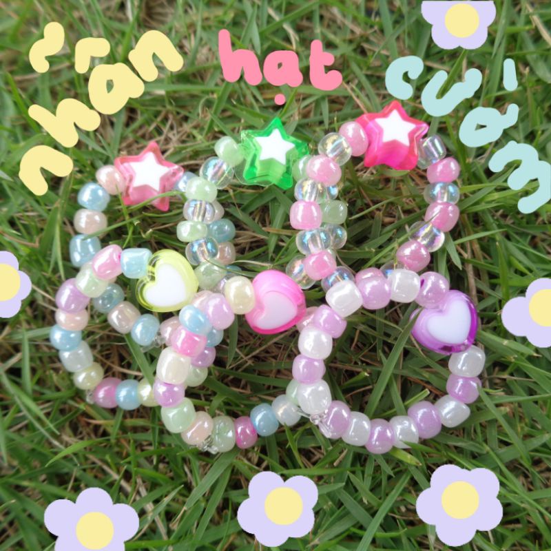 Nhẫn hạt cườm màu sắc