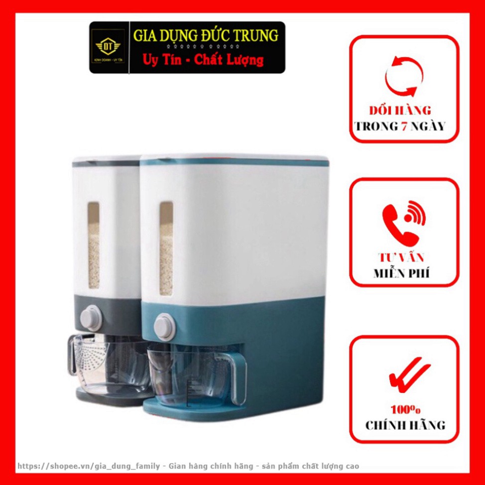 Thùng gạo thông minh tự động 15kg, hũ đựng gạo và bảo quản sạch sẻ, lấy gạo chính xác, tích hợp cốc vo gạo tiện lợi