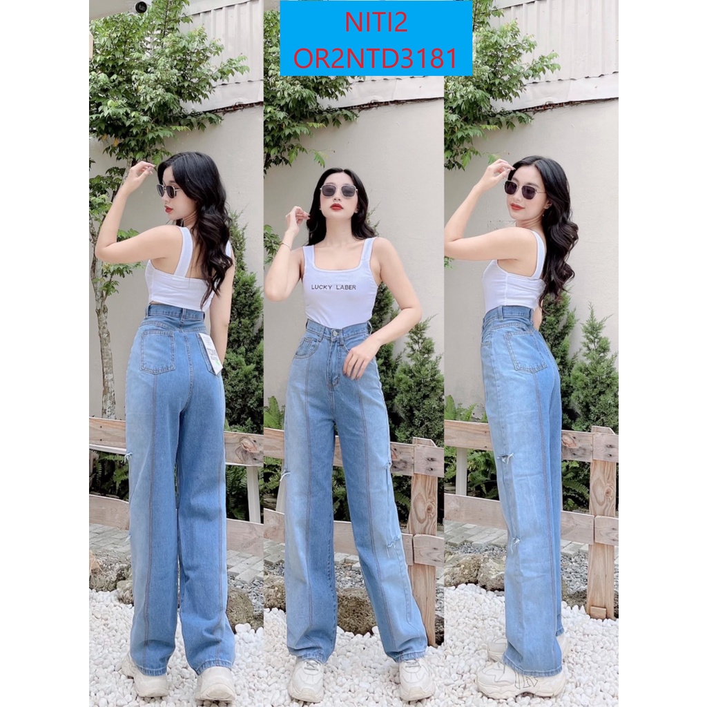 [ VIDEO HƯ KHÔNG ] QUẦN JEANS ỐNG RỘNG NỮ LƯNG CAO LOANG MÀU CHỈ RÁCH LAI CUỐN FORM CHUẨN SIÊU ĐỈNH FORM DÁNG CHUẨN CHỈ