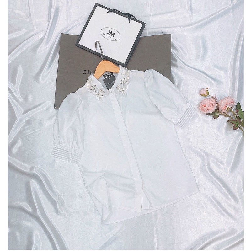 [Mã FASHIONWM19 hoàn 15% tối đa 30k xu đơn 150k] BÁN SỈ ÁO SƠ MI CỔ REN ĐÁ MÀU TRẮNG CHO NỮ | BigBuy360 - bigbuy360.vn