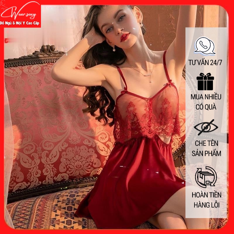 MS3026 Đồ Ngủ Hai Dây Mặc Nhà Gợi Cảm Chất Ren [CWEAR.SEXY_ĐỒ NGỦ &amp; NỘI Y CAO CẤP]