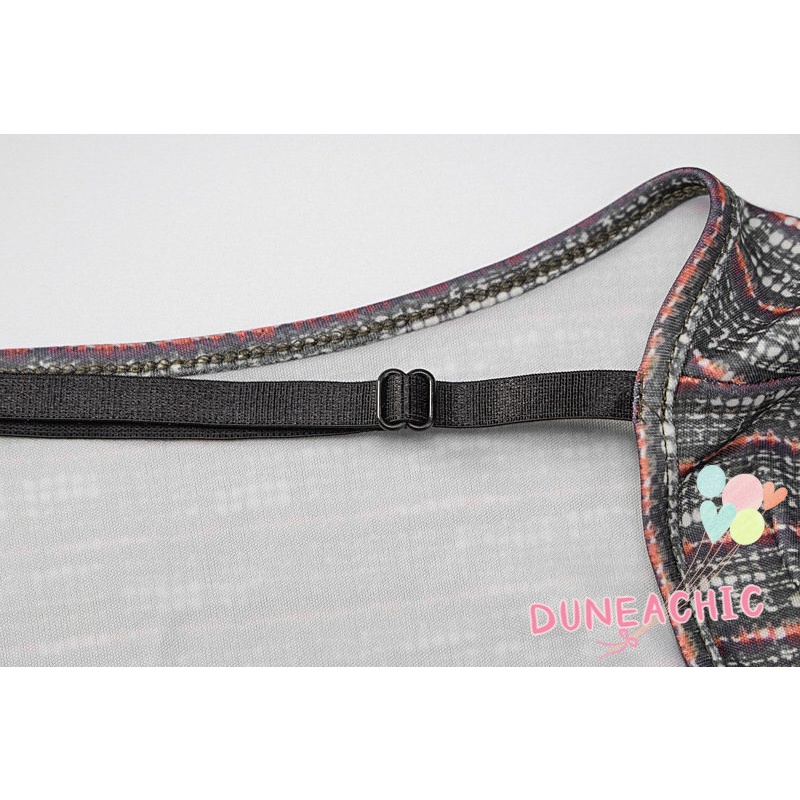 DUNEA Set Áo Thun Lửng Tay Dài Hở Lưng 2 Dây + Chân Váy Dài Thời Trang Nữ