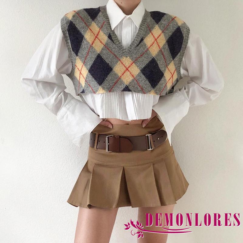 DEMQ-Women Solid Color Pleated Skirt with Waistband Slim Fit A-line Mini Skirts for Summer