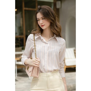 Áo Sơ Mi Lụa Sọc Orange
