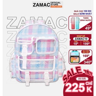 Balo Degrey đi học caro unicorn ZAMAC cặp học sinh nam nữ phối màu hồng xanh ZB4