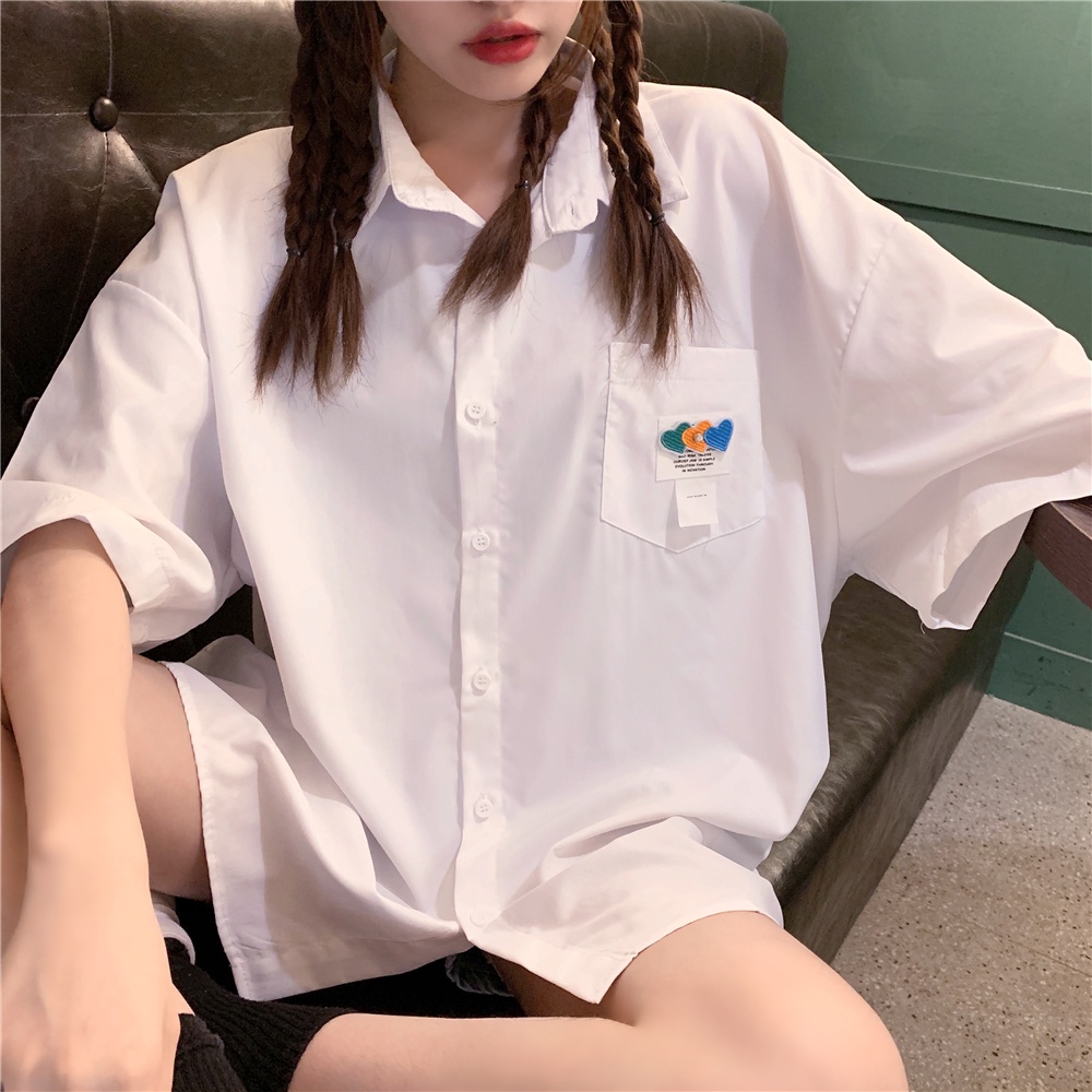 Áo Sơ Mi Ngắn Tay Dáng Rộng Thiết Kế Mới Thời Trang Mùa Hè Dành Cho Nữ