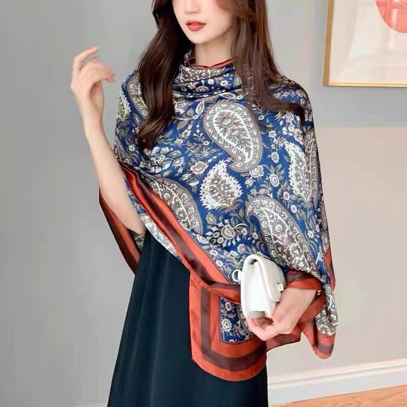 Khăn Choàng Lụa Cao Cấp Hoạ Tiết Boho Vintage Độc Lạ
