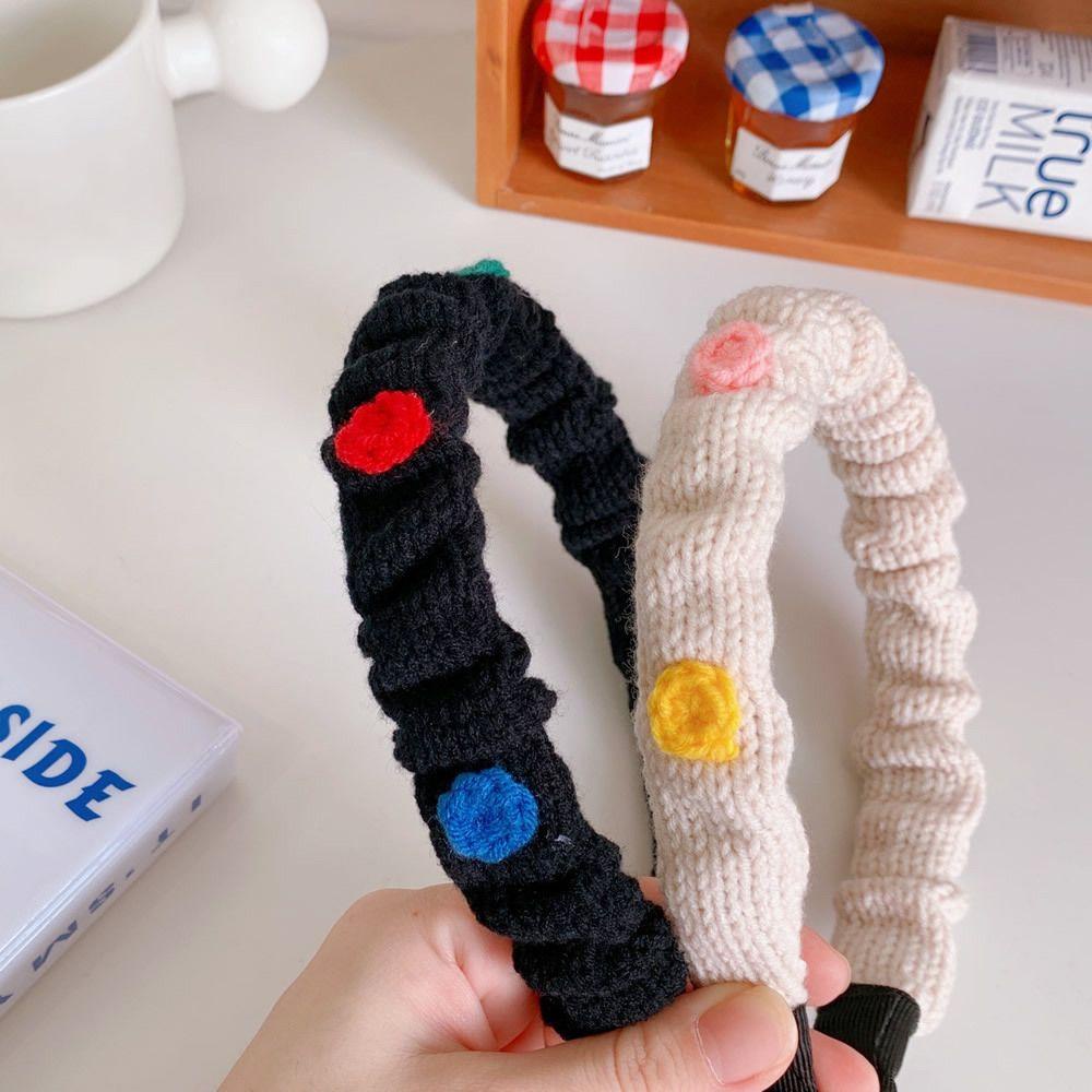 TWINKLE Cài Tóc Đan Len Họa Tiết Hoa Màu Kẹo Ngọt Phong Cách Retro Dễ Thương Cho Nữ