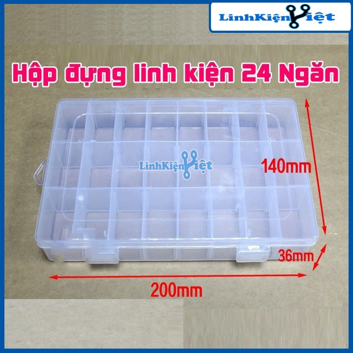 Hộp đựng linh kiện điện tử 24 Ngăn ( có thể tháo rời ngăn )