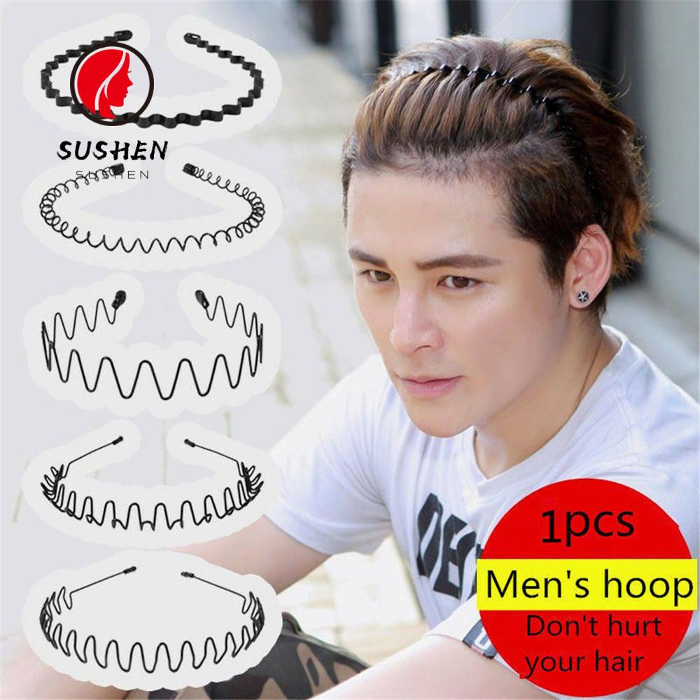 SUSHEN Hot Sale Black Head Hoop Fashion Casual Headwear Sports Metal Hairband New Alice Style Hair Styling Tool Unisex Wavy Headband