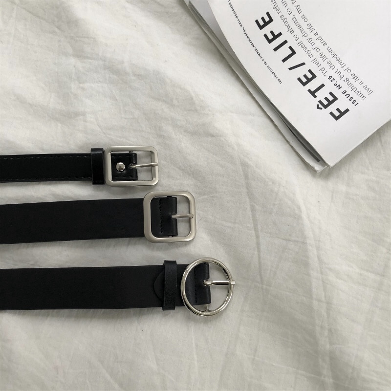 Thắt lưng da PU hối khóa tròn/vuông/chữ nhật thời trang xinh xắn