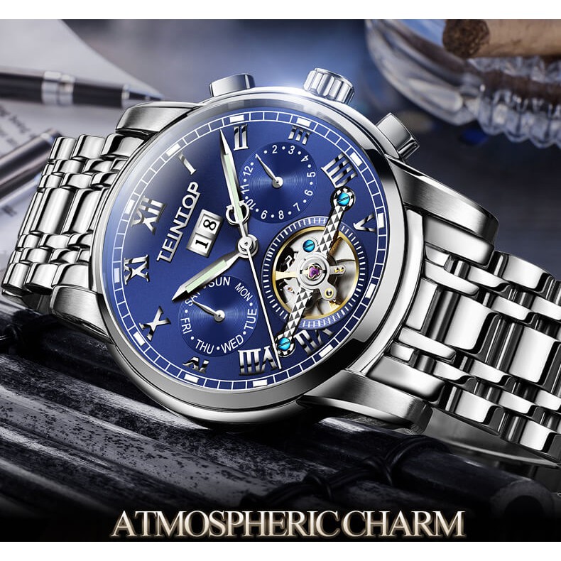 Đồng hồ nam chính hãng Teintop T7795-3,hàng mới,Kính sapphire ,chống xước,Chống nước 30m ,BH 12 tháng,Máy cơ