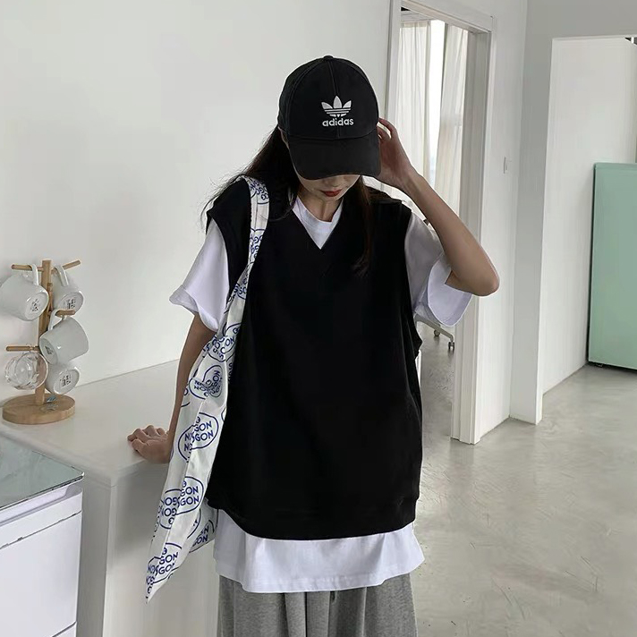 Áo gile nam nữ form rộng All Balck | BigBuy360 - bigbuy360.vn