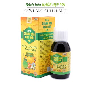Siro Chanh Đào Mật Ong giảm ho, giảm đờm cho bé từ 1 tuổi - 100ml [Siro Chanh Đào Mật Ong HD Vàng]