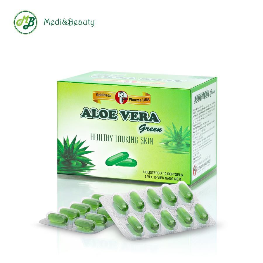 Viên uống Thải độc da,Thanh nhiệt, đẹp da, Nhuận tràng  ALOE VERA Green - MediBeauty- hộp 60 viên