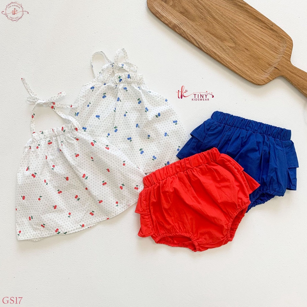 Bộ Bé Gái 2 Dây Hoa Nhí Kèm Quần Chip Bèo Cho Bé Gái Từ 5-13kg [GS17]