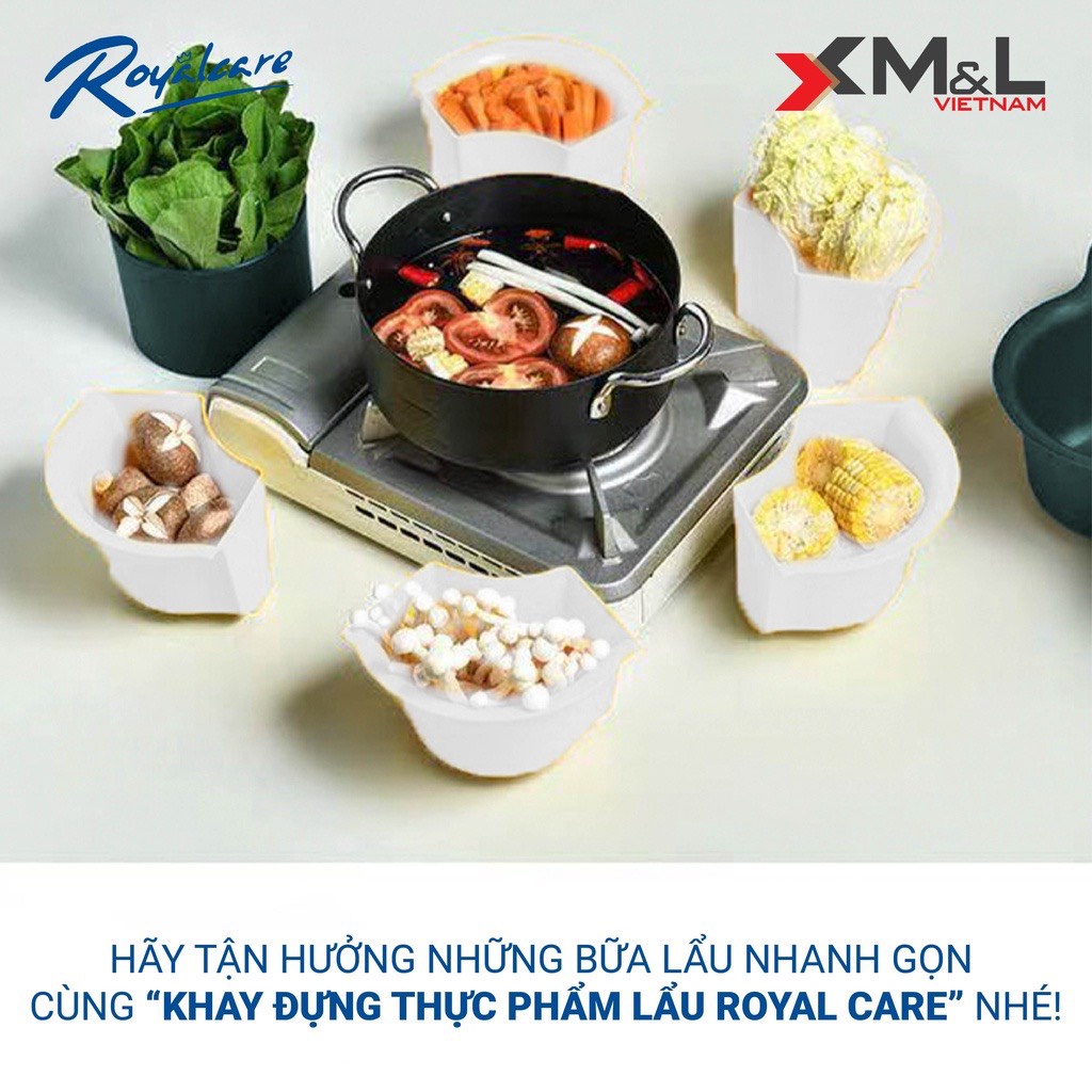 Khay lẩu đựng thức ăn, hoa quả  đa năng M&L xoay 360 độ nhiều ngăn phân loại thực phẩm