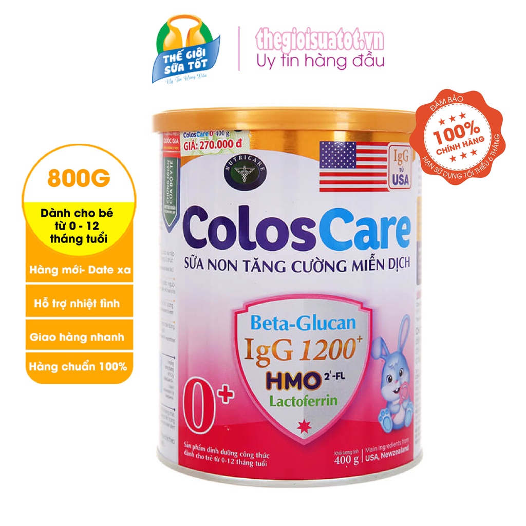 Sữa bột ColosCare 0+ (800G) - Sữa Dinh Dưỡng Tăng Cường Miễn Dịch Cho Trẻ