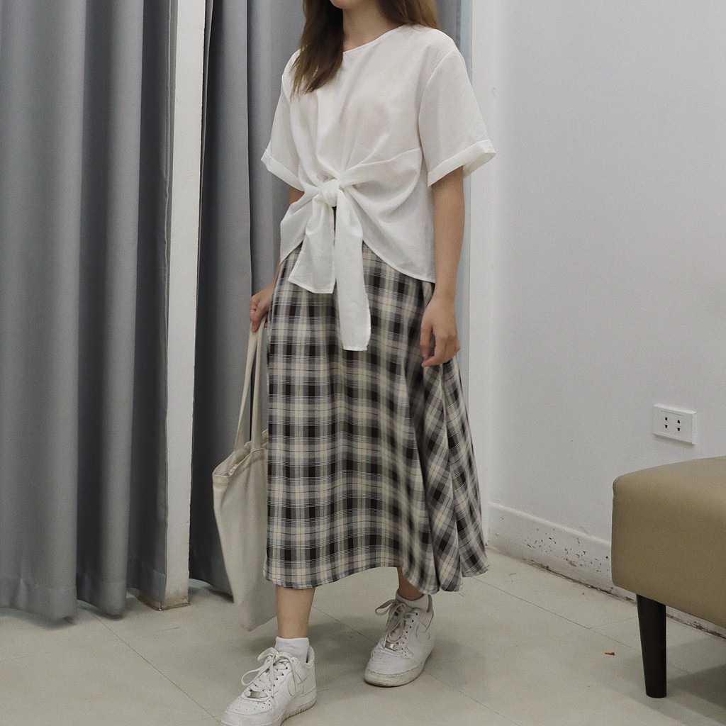 Chân váy midi chữ A 2 lớp - Flowy Skirt - ufo.thebasic