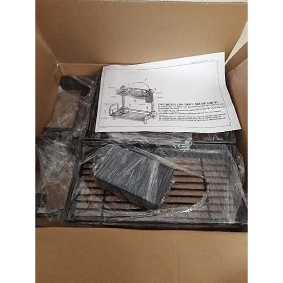 Kệ đựng gia vị 2 tầng đặt trên bàn đá 100% inox sơn tĩnh màu đen chắc chắn " | BigBuy360 - bigbuy360.vn