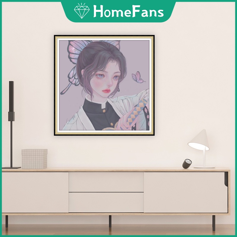 Bộ Tranh Đính Đá 5D Tự Làm Hình Cô Gái Hoạt Hình 30x30cm / 40x40cm / 50x50cm