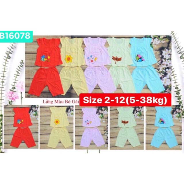 Combo Set 5 bộ coton mềm đẹp THT size 5-38kg