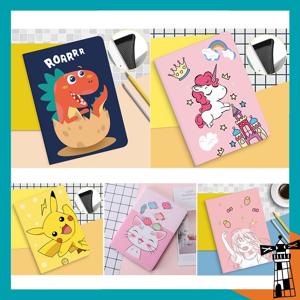 Ốp iPad, Bao Da iPad Hoạt Hình Ngộ Nghĩnh [Viền Silicone]