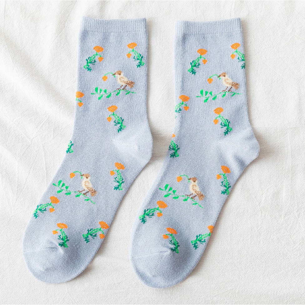 Vớ dài/ tất dài họa tiết hình hoa Mua Tất cho nữ (muatatshop)