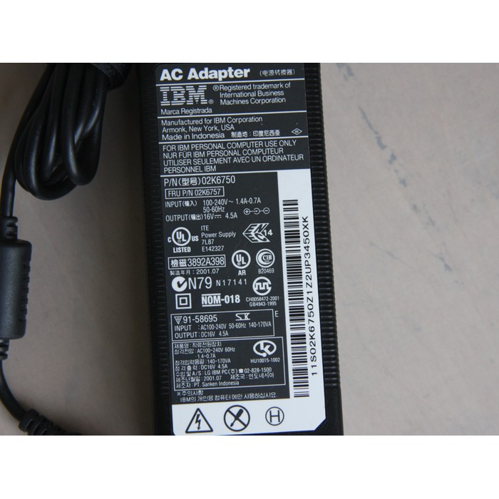 ADAPTER NGUỒN IBM 16V4.5A chính hãng