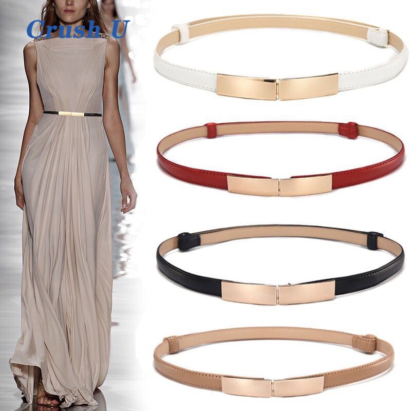 Thắt Lưng Da Khóa Hợp Kim Mạ Vàng Thời Trang Cho Nữ