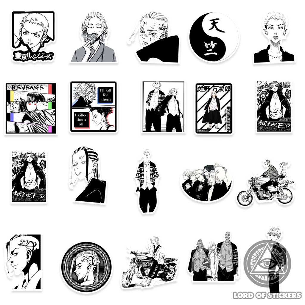 Set 50 Nhãn Dán Tokyo Revengers Anime Manga Sticker Hình Nhân Vật Truyện Tranh Trang Trí Mũ Bảo Hiểm, Vali, Ván Trượt