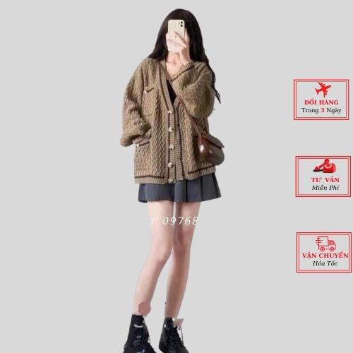 Áo khoác cardigan len nữ oversize dáng dài thu đông ulzzang Hàn Quốc công sở