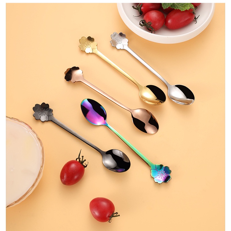 Muỗng Cà Phê Bằng Thép Không Gỉ Hình Hoa Anh Đào