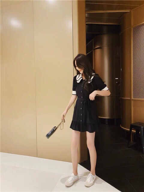 Đầm 2 Lá Cổ Sen Cột Eo trẻ trung xt