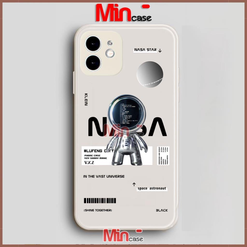 Ốp lưng iPhone Phi hành gia Nasa Cute cạnh viền vuông silicon mềm dẻo cho iphone 6/6s/7/8/X/XS/11/12/13 Pro Plus Max