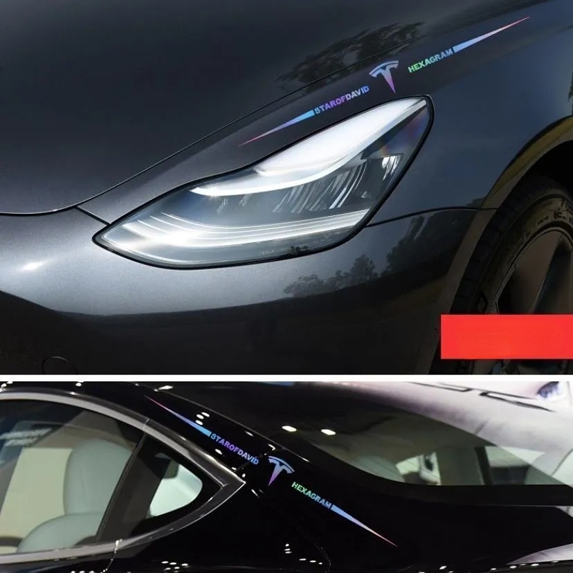 Set 1/2 Miếng Dán Phản Quang Nhiều Màu Chống Thấm Nước Trang Trí Thân Xe Hơi