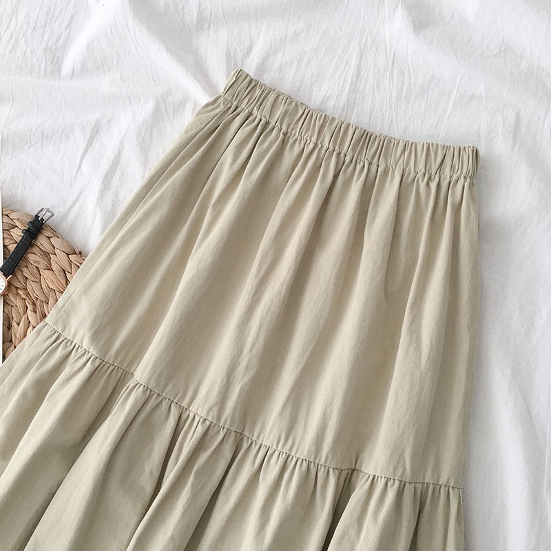 (ORDER) Chân váy midi xòe dài phối viền xếp ly nhiều màu đơn giản Vintage Hàn Quốc | BigBuy360 - bigbuy360.vn