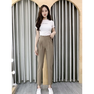 Quần baggy vải cạp 2 cúc chất vải lụa mềm đứng form