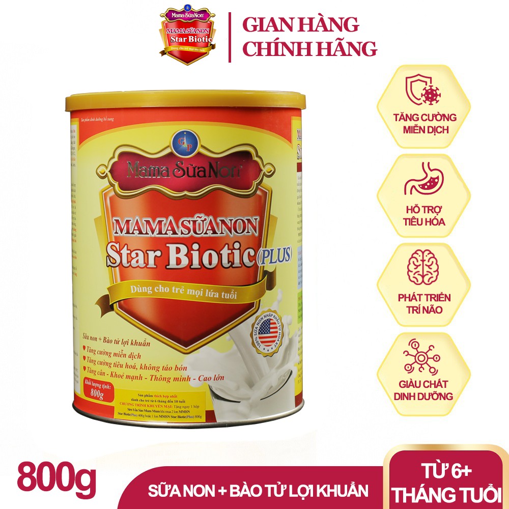 [Sữa non - Bào tử lợi khuẩn] MaMa Sữa Non Star Biotic Plus - 800g/lon - [+ Quà ] - 100% Sữa non nhập khẩu từ Mỹ