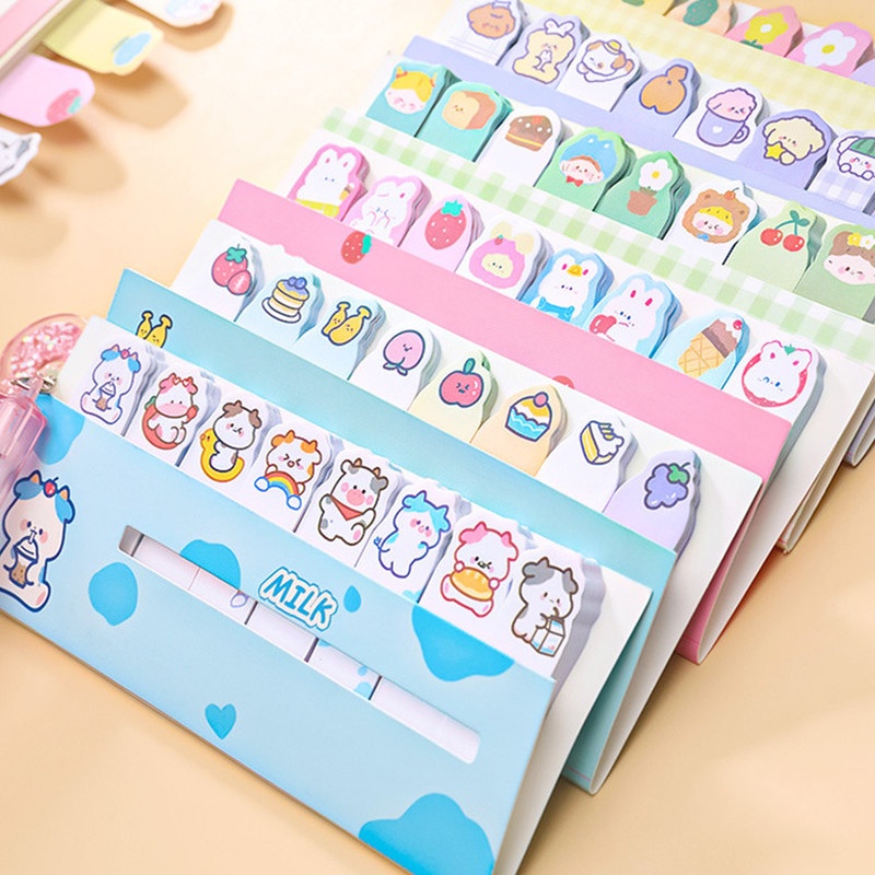 Set 120 Tấm Giấy Ghi Chú Họa Tiết Hoạt Hình Nhiều Màu Dễ Thương