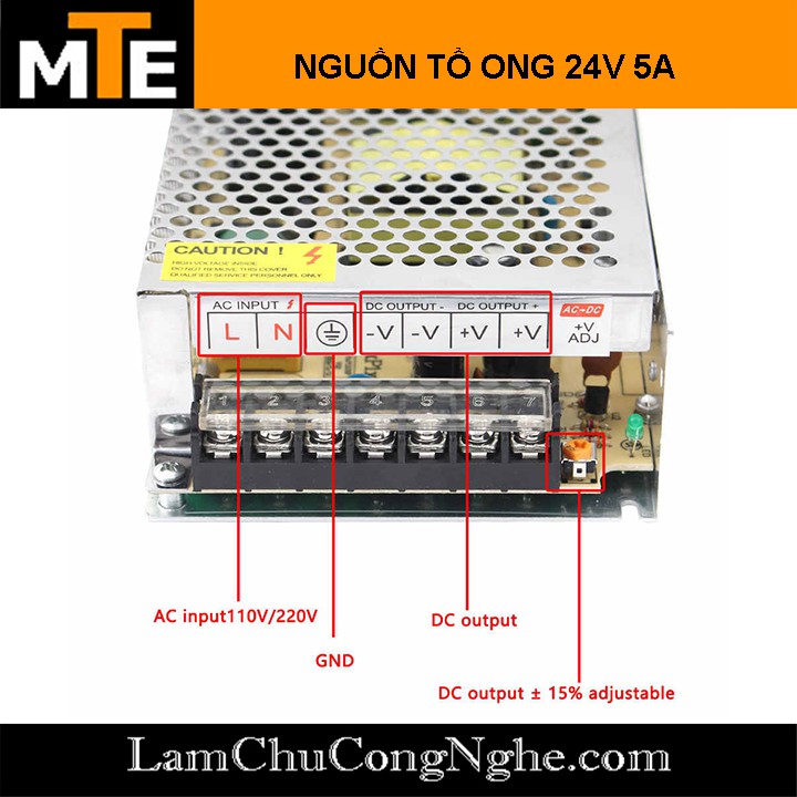 Nguồn tổ ong, nguồn led 24V 5A S-120-24